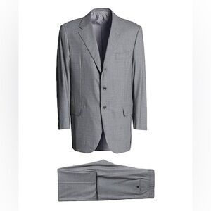 NWT Abla Italy Gray Patterned Wool Suit Blazer Pants Formal Business IT 52
